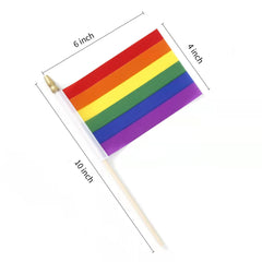 Group of Ckexin rainbow flags displayed together in outdoor setting