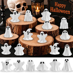 Group of Feivando mini ghosts arranged in a Halloween-themed display