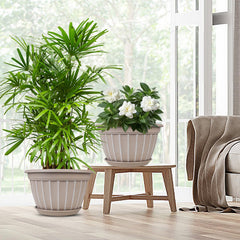 Group of four FGstyle 16-inch plant pots outdoors