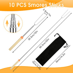 Group of marshmallow roasting sticks with multi-colour handles