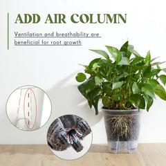 Group of six Wonderjune self watering planters in clear plastic