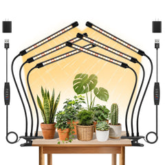 GROWSTAR Full Spectrum Grow Light with 3 heads and flexible gooseneck