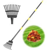 GSBLUNIE Garden Rake with adjustable handle and 11 steel tines