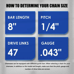 GSSHBR 8 inch chainsaw chains close-up of blade