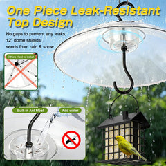 Gtongoko Bird Feeder Cover Dome hanging on a tree branch