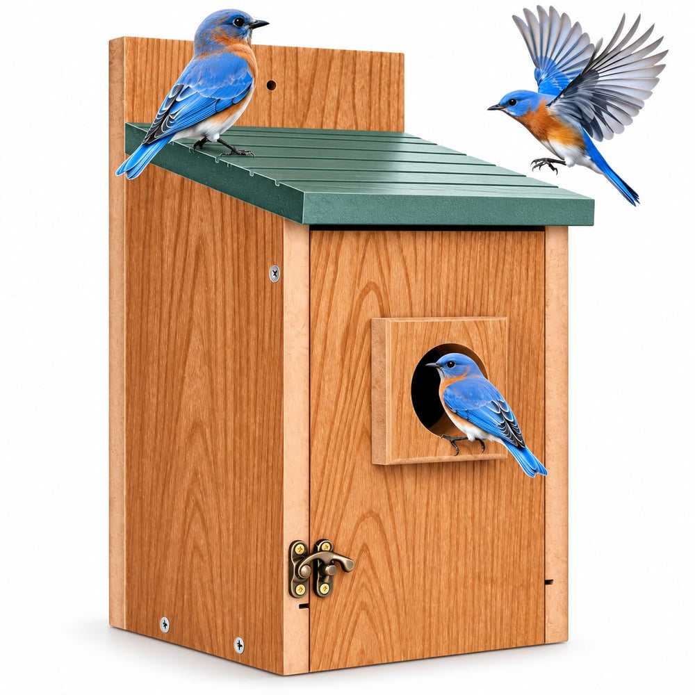 Gtongoko Bluebird House green model front view with 1.5-inch entrance