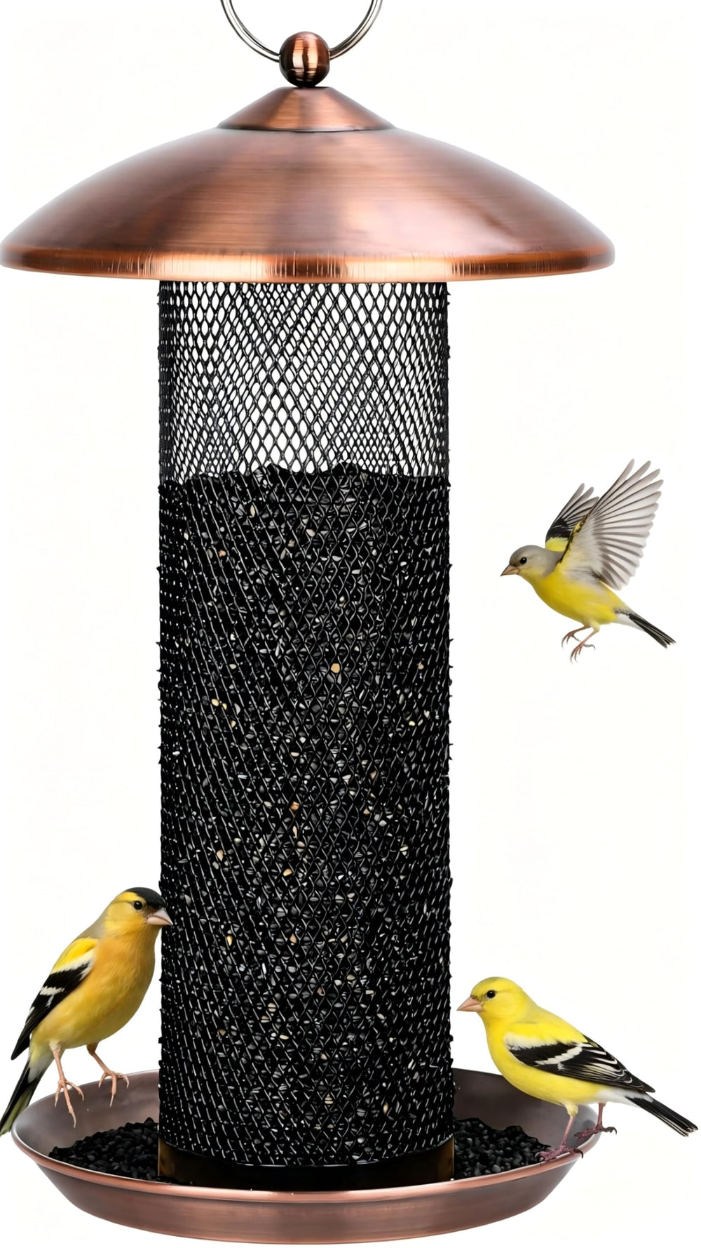 Gtongoko Finch Feeder copper model front view with mesh design