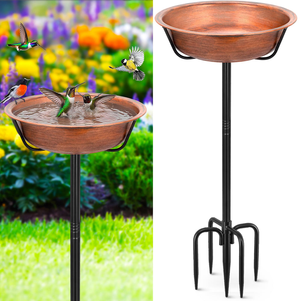 Gtongoko Metal Bird Bath 35 inch height with copper finish