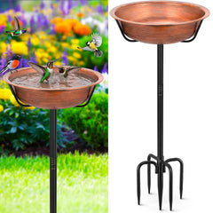Gtongoko Metal Bird Bath 35 inch height with copper finish