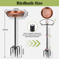 Gtongoko Metal Bird Bath with 5-prong base in garden