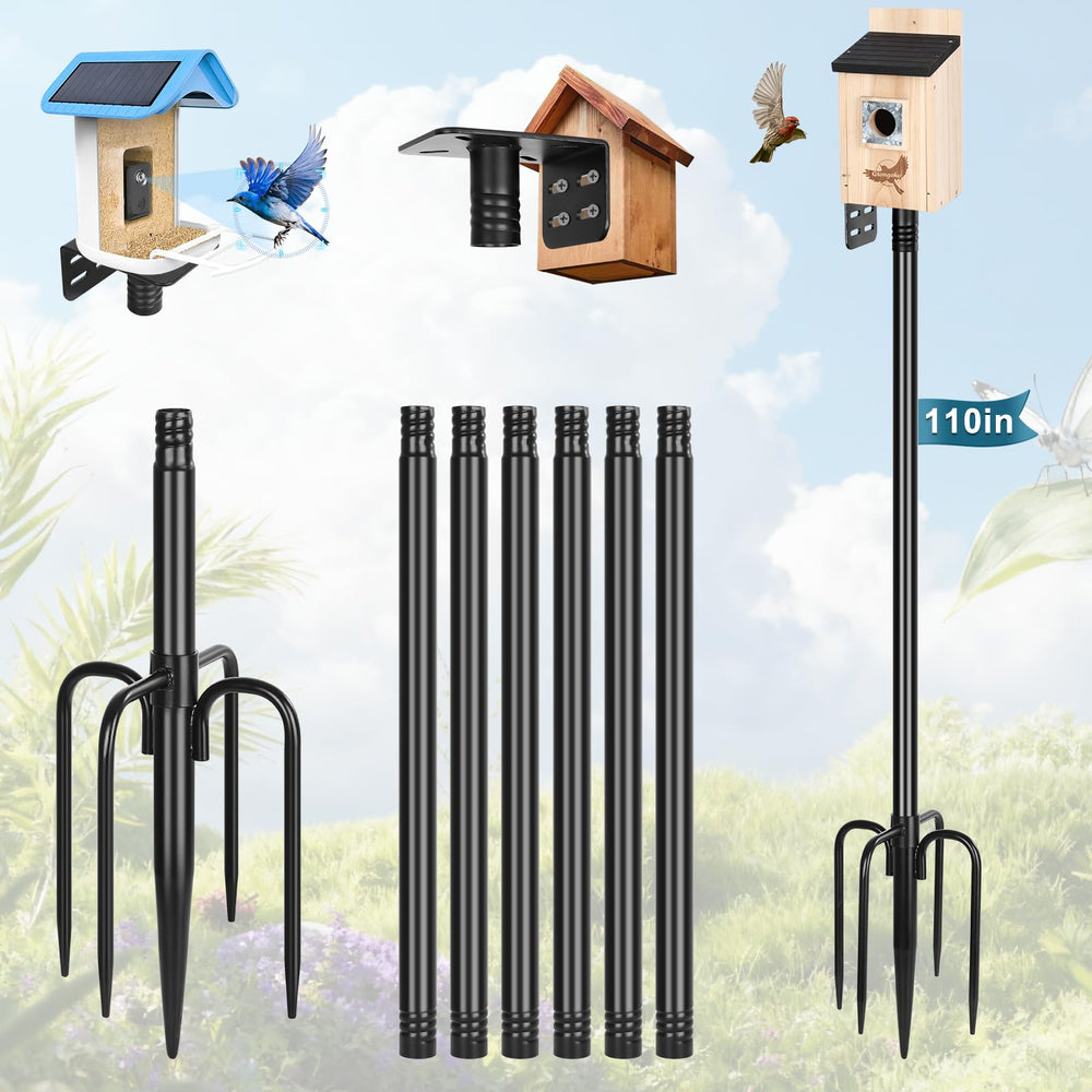 Gtongoko Smart Bird Feeder Pole 110 inches with 5-prong base