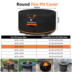 GuardKove fire pit cover showing waterproof feature