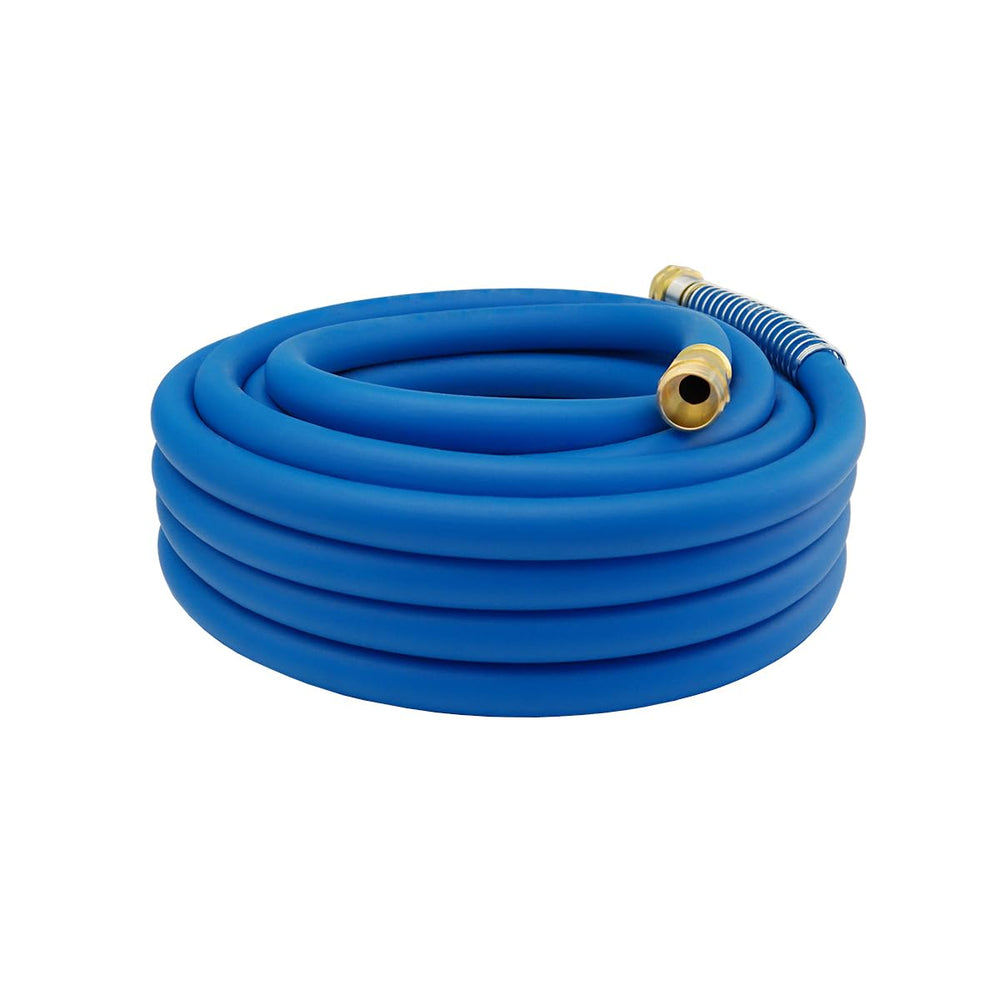 Guitrees 25FT Heavy Duty Rubber Garden Hose front view, blue