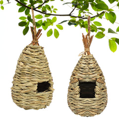 Gute Hummingbird House front view, hand woven grass