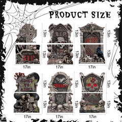GXGGUS Halloween tombstone set with 6 unique designs and metal V-stakes