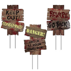 GXGGUS Halloween Yard Sign with bloody details and warning text