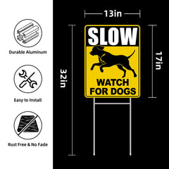 GXGGUS Slow Watch for Dogs sign with bright yellow background
