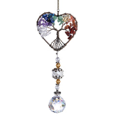 H&D Tree of Life Heart Crystal Ball Suncatcher front view