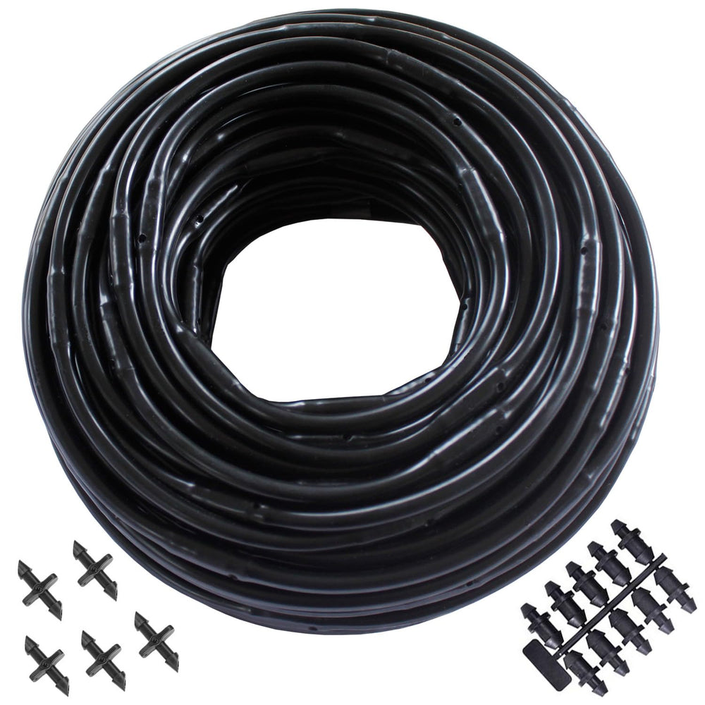 Habitech 1/4" drip irrigation tubing 100 ft roll front view
