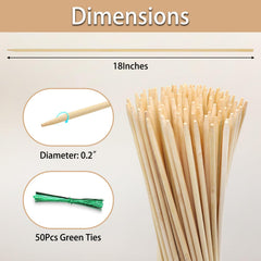 HAINANSTRY Bamboo Plant Stakes with green ties included