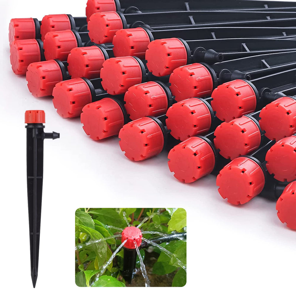 Hakioi 100 pcs drip emitters front view with 360° spray feature