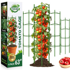 Halatool 4 Pack Tomato Cages, 63 inch height, plastic material
