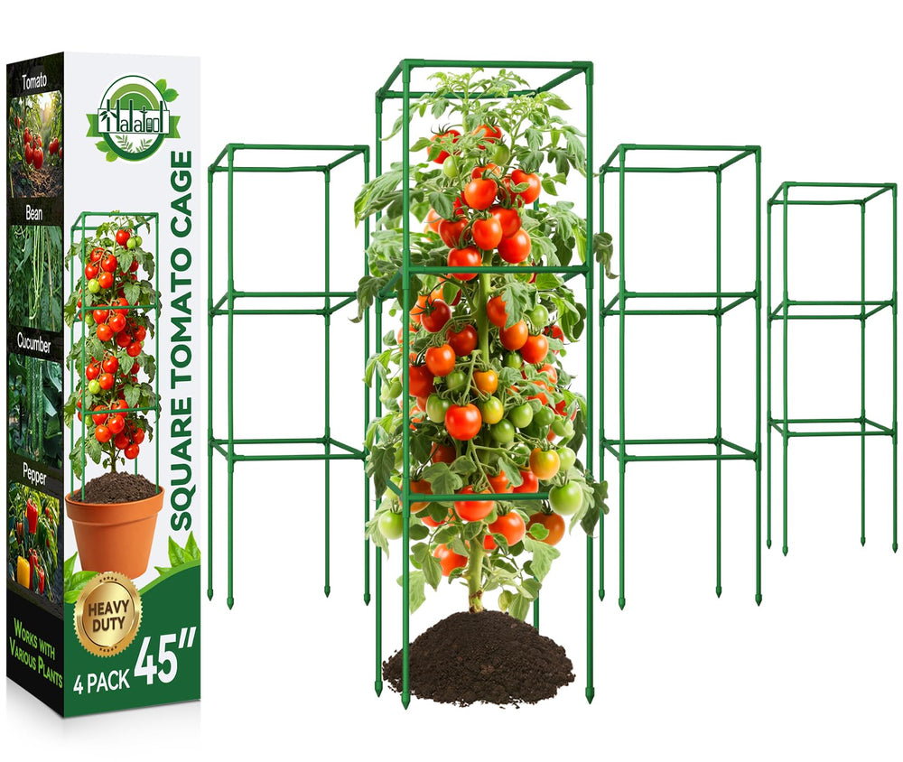 Halatool 45-inch tomato cage front view with insect-proof net