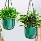 Halatool 8.3 inch self-watering hanging planter green front view