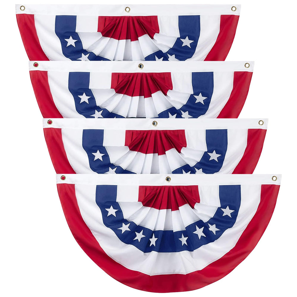 Halovin 4PCS American Pleated Fan Flag set front view