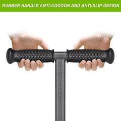 Hand holding the Dolibest Lawn Coring Aerator with foot bar