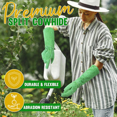 HANDLANDY Gardening Gloves detailed view of split cowhide leather