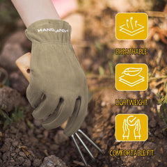 HANDLANDY Kids Gardening Gloves, side view on a garden background