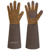 HANDLANDY Rose Pruning Gloves front view, brown pigskin leather