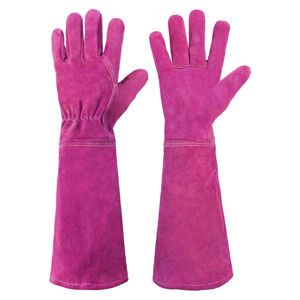 HANDLANDY Rose Pruning Gloves front view, rosy color