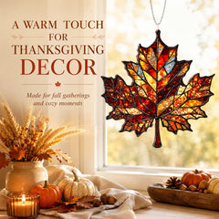 Hanging BOYESE Maple Leaf Suncatcher in window
