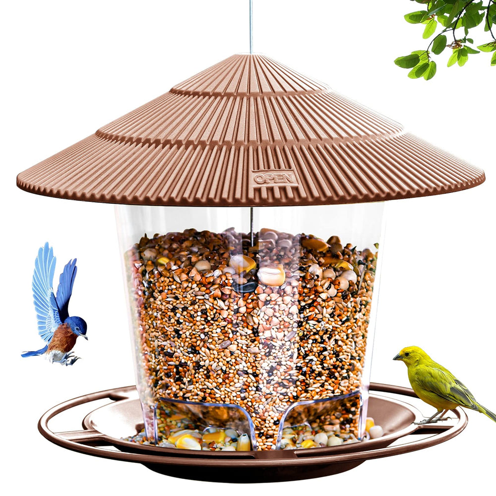 Hanizi Bird Feeder outdoor hanging, brown color, side view