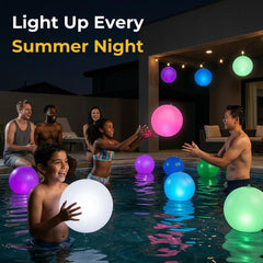 HAPIKAY inflatable solar pool lights floating on water
