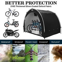 HAPPY TRAVEL Bike Storage Tent setup process with poles and sleeves