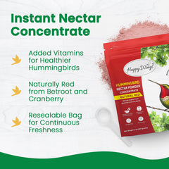 Happy Wings Hummingbird Nectar Powder packaging back view