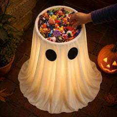 HAPPYCLUB 30 in Lighted Halloween Ghost Candy Bowl front view