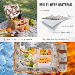 HappyPicnic picnic basket with insulated cooler compartment