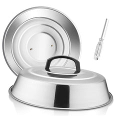 HaSteeL Cheese Melting Dome Set of 2, 12 Inch round stainless steel covers