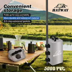 Hatway Canopy Weight bags filled with water attached to a canopy