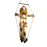 Haunted Hill Farm 4.6-ft swinging clown animatronic front view with red LED eyes