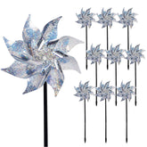 Hausse 10 Pack Reflective Pinwheels with Stakes, Silver