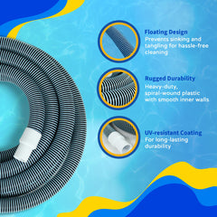Haviland 18 ft Pool Vacuum Hose in use with pool vacuum