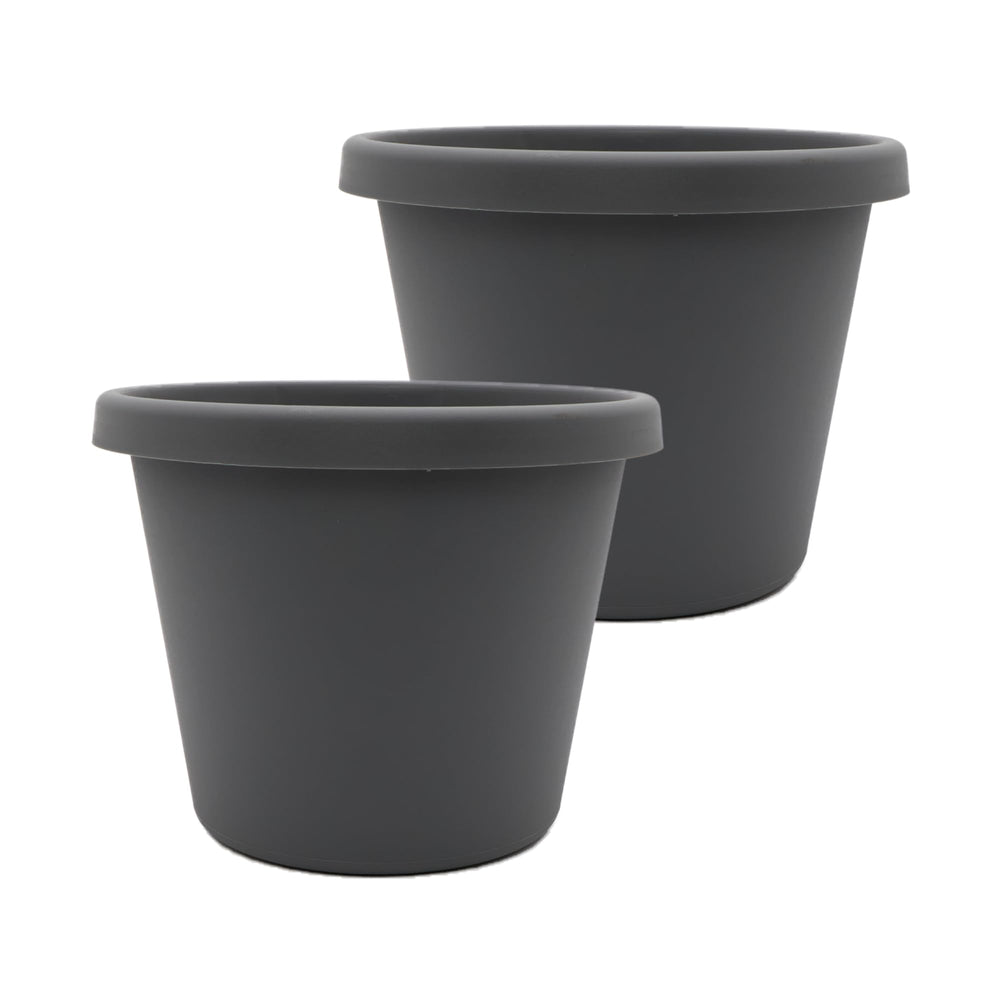 HC Companies Prima Round Planter Pot 12 inch warm gray front view