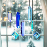 HDCRYSTALGIFTS 7PCS Blue Crystal Prisms Suncatcher front view