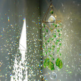 HDCRYSTALGIFTS Crystal Suncatcher Wind Chimes front view in green