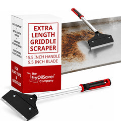 Heavy Duty Griddle Scraper front view with long handle